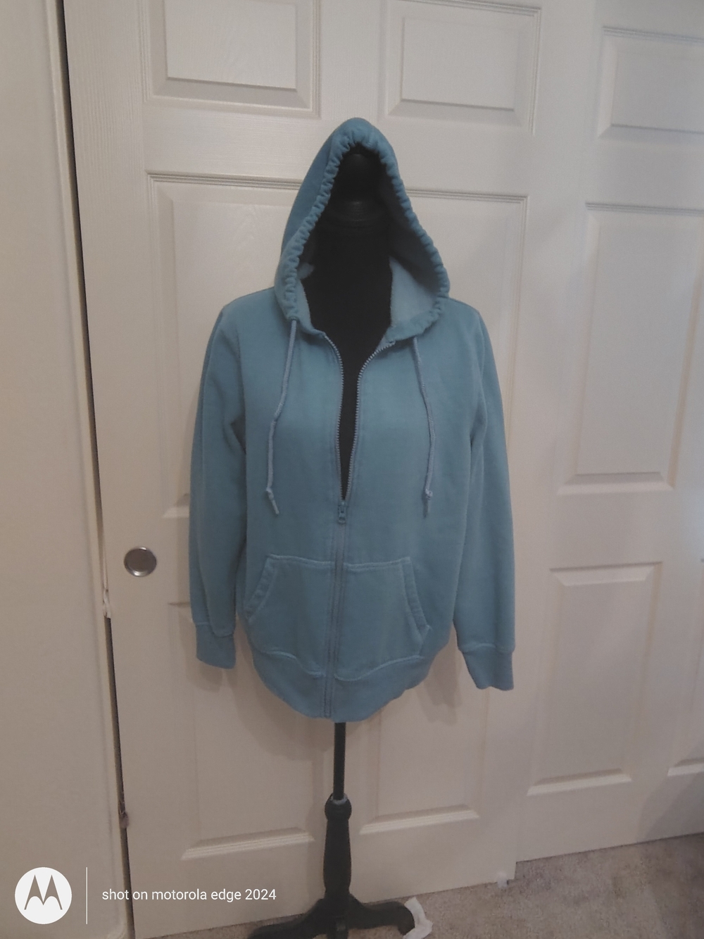 dip Zip Hoodie in Blue Size Large